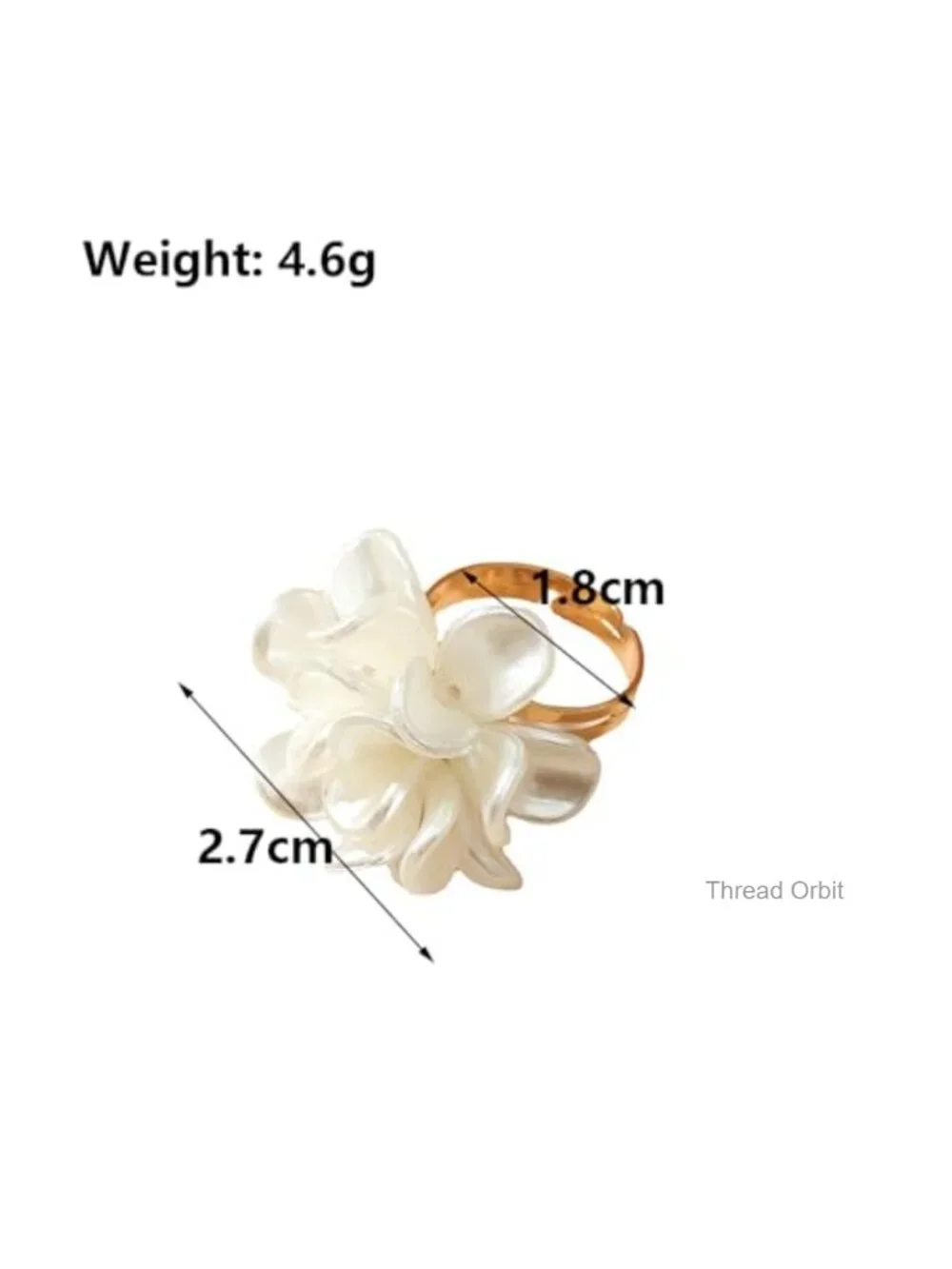 Acrylic Petal Flower Open Adjustable Ring Dainty Statement Floral